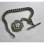 Antique silver pocket watch Albert chain and fob hallmarked graduated link with large silver fob wei