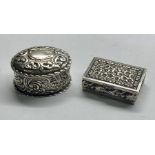 2 ornate silver pill / snuff boxes both with full silver hallmarks