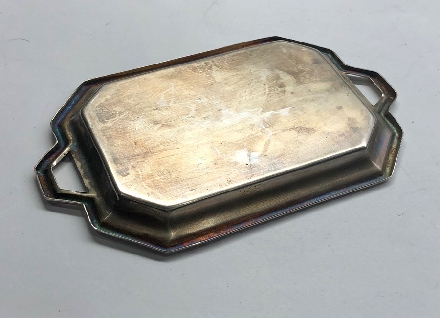 Silver hallmarked Miniature tray full silver hallmarks measures approx 125mm by 78mm weight 50g - Image 3 of 4