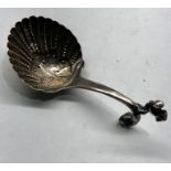 Antique Dutch silver tea caddy spoon sword hallmark cupid handle