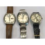 3 vintage gents wristwatches includes 2 Seiko automatic wristwatches ad sekonda autodate deluxe all