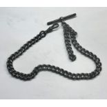 Antique silver albert pocket watch chain hallmarked on every link measures approx 34cm long weight 4