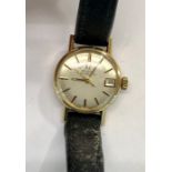 Vintage ladies 9ct gold omega automatic wristwatch ticking but no warranty given