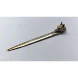 Vintage Irish fox head design letter opener full irish silver hallmarks measures approx 100mm long