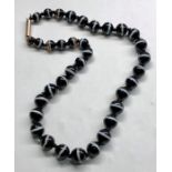 Antique Victorian Graduated banded agate bead necklace largest beads measure approx 12mm dia length