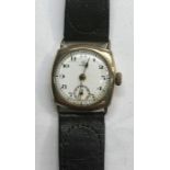 Trench watch style Omega wristwatch gold plated case in working order but no warranty given case mea