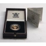 Boxed 1995 gold proof sovereign coa