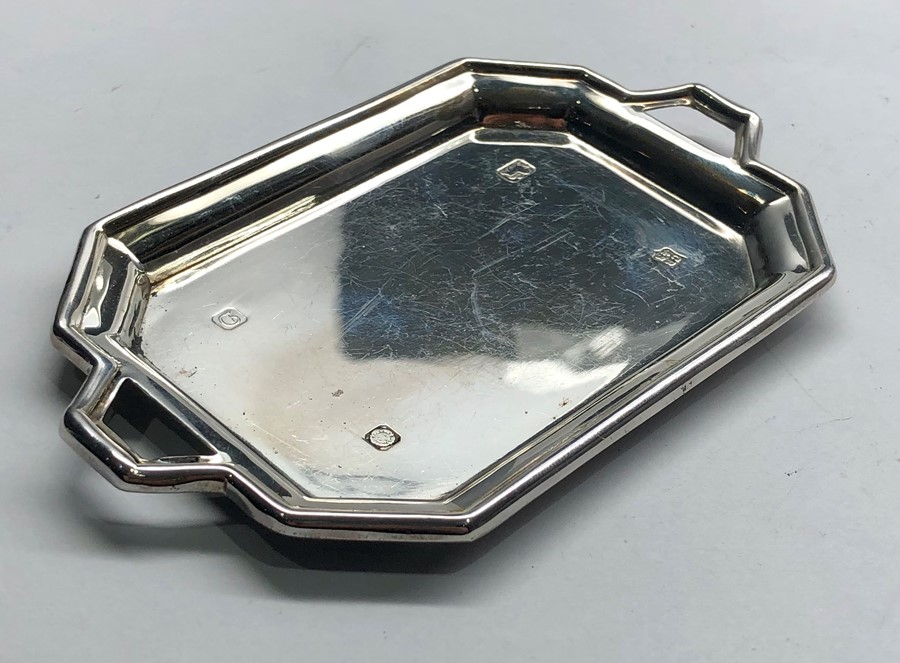 Silver hallmarked Miniature tray full silver hallmarks measures approx 125mm by 78mm weight 50g - Image 2 of 4