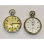 2 military pocket watches includes Helvetia and german stopwatch named j hartmann berlin military m