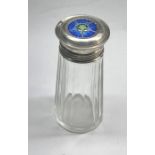 Antique silver and enamel lidded jar Birmingham silver hallmarks height 12cm dia of lid 5.2cm