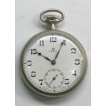 Omega pocket watch winds and ticks nickel case looks in good condition but no warranty given case me