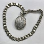 Victorian locket and collar un-hallmarked white metal locket measures approx 40mm by 33mm not includ
