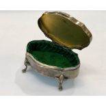 Antique silver jewellery box Birmingham silver hallmarks measures approx 7.5cm by 5cm height 3.5cm