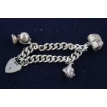 Vintage 925 Sterling Silver CHARM BRACELET Loaded w/ a Mixture of Charms (65g)