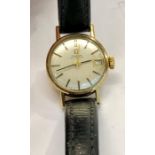 Vintage ladies 9ct gold omega automatic wristwatch ticking but no warranty given