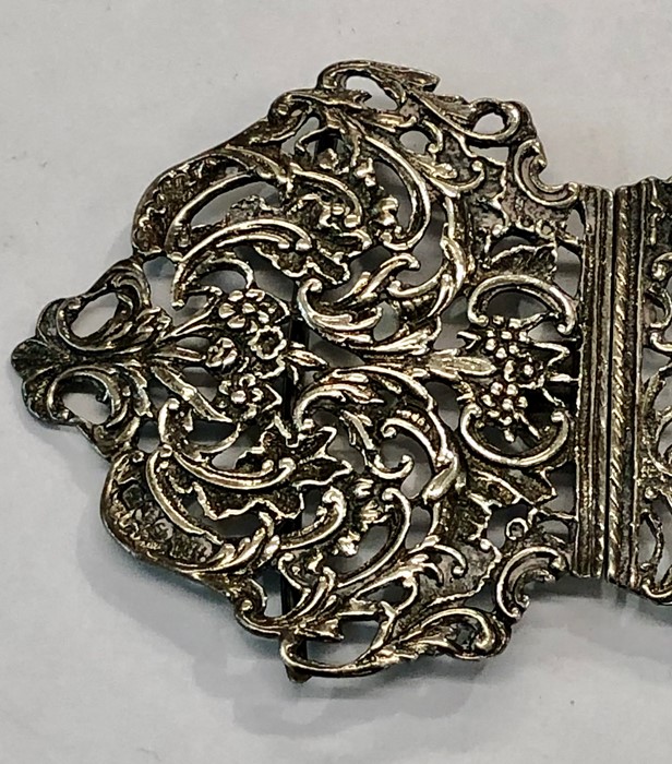 Antique hallmarked 1894 Birmingham silver nurses belt buckle (86g) - Image 2 of 6