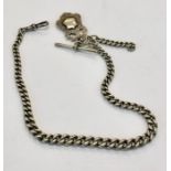 Antique graduated silver Albert watch chain and fob weight 53g