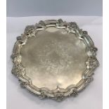 Silver salver Birmingham silver hallmarks weight 685g measures approx 32cm dia