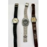 3 vintage gents wristwatches includes timex ,rotary and a silver cased watch