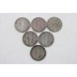 6 x British Edward VII Half Crown SILVER Coins (84g)