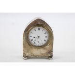 Vintage Hallmarked 925 silver desk/ bedside clock lancet shape