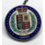 victorian silver and enamel Crown coin brooch enamel in good condition