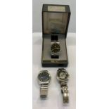 3 vintage gents wristwatches includes seiko automatic boxed and 2 rotary automatic watches all in r