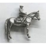 Vintage silver miniature horse and rider figure measures approx height 53mm by 54mm wide hallmarked