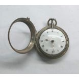 Antique georgian silver pair case fusee verge pocket watch M Emanuei London the watch is in very goo