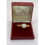 Ladies omega wristwatch gold plated in omega box