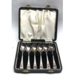 6 x Vintage 1936 Hallmarked Sheffiled 925 Silver Royal Spoons Cased 60g