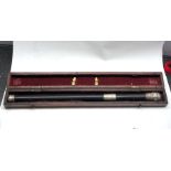 Antique silver mounted presentation baton in original case presented to mr d.bannister as a token o