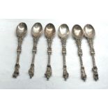 6 x Vintage Stamped continental Silver Apostle Topped Decorative Spoons (132g)