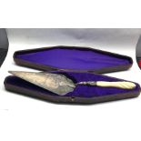 large victorian silver cased presentation trowel in fitted box dated 1874