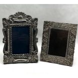 2 ornate silver picture frames continental silver hallmarks largest measures approx 24cm by 16cm