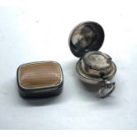 vintage silver and enamel pill box and silver sovereign case