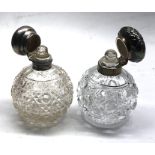 2 x Antique / Vintage Hallmarked .925 Sterling silver topped scent bottles