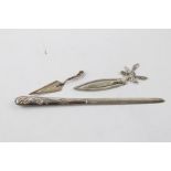 3 x Vintage hallmarked .925 Sterling silver letter opener & bookmarks (34g)