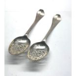 Pair of early 18th century silver pierced spoons possibly early dutch silver each measures approx