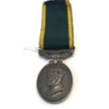 GV I WW2 territorial medal w/ original ribbon named 2053655 Gunner T E Collins