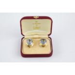 large 18ct gold stone set earrings stone measures approx 15mm by 11mm