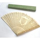 Fine 19th cent carved Cantonese ivory Fan
