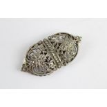 Vintage art deco sterling silver marcasite set dress clip brooch