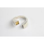 Sterling silver Gucci ring set with a citrine