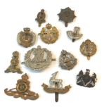 12 Vintage Military cap badges Inc WW1 WW2 etc