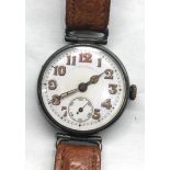 Antique silver trench watch import mark London 1917 non working