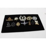 12 Vintage military cap badges WW1 and WW2