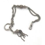 Antique Victorian coin silver decorative albertina watch chain with tassel charm
