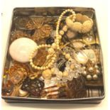 Box of victorian and later vintage costume jewellery