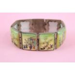 Persian hand painted mother of pearl panel story bracelet